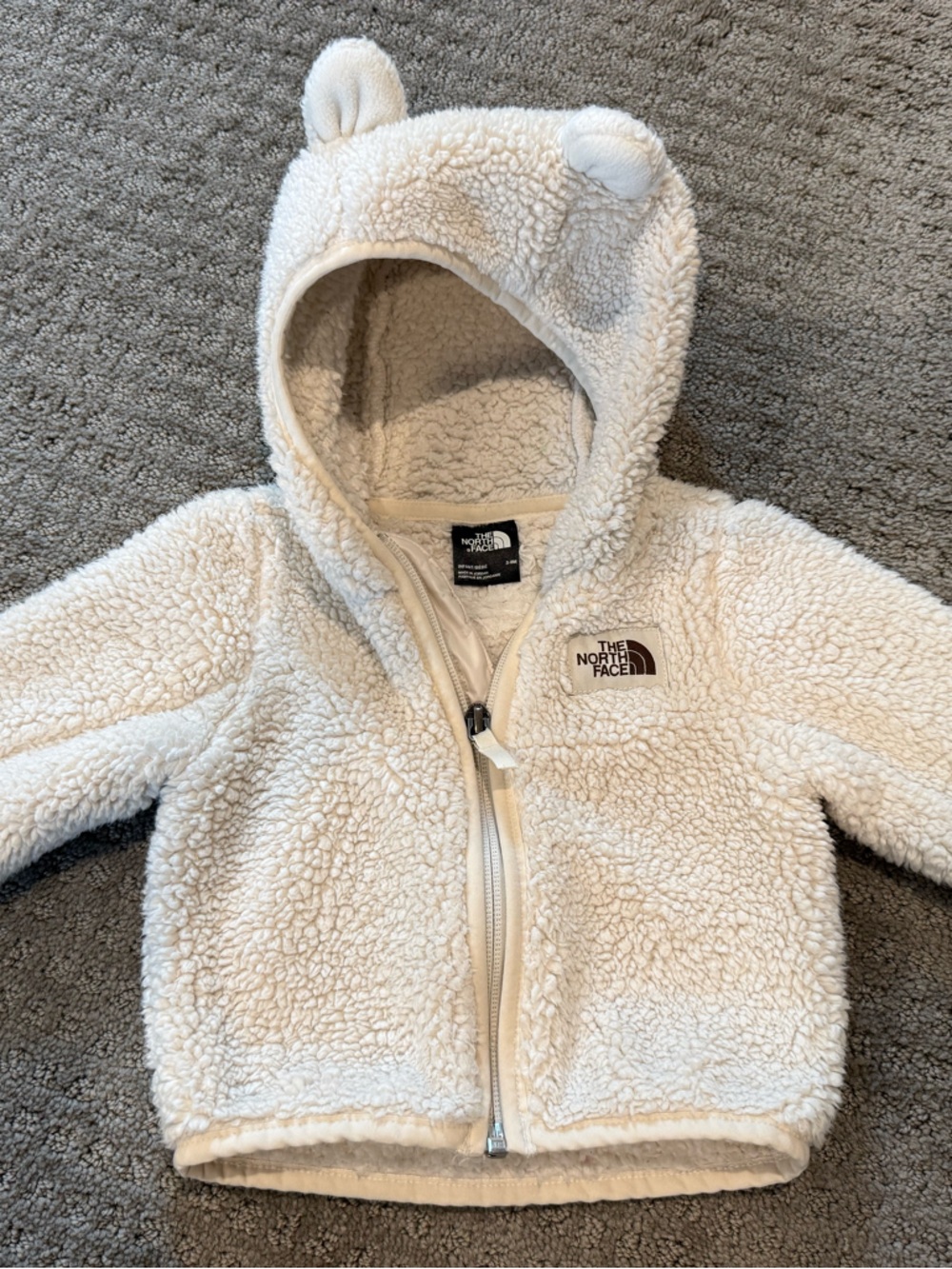 The North Face 3-6 month Cream Sherpa Infant Zip Hoodie with Ears